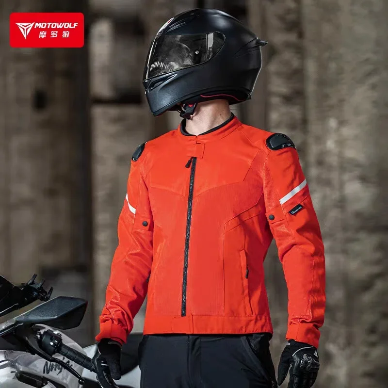 

MOTOWOLF Motorcycle Jacket Men's Cycling Clothing Fall Resistant Moto Waterproof Racing Clothing Summer Mesh Breathable