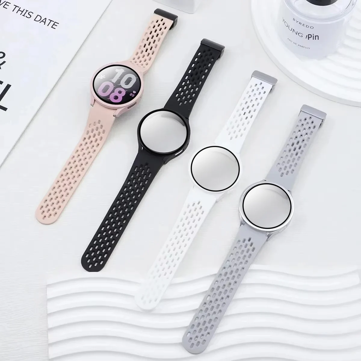 Case + Strap For Samsung Galaxy Watch 7 6 5 4 40 44MM Magnetic Silicone Band Soft Sports Watchband Breathable Men Women Bracelet