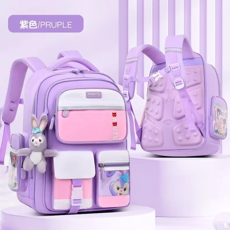 Disney Star Dailu Cartoon Multifunctional Waterproof Girls Backpack New Breathable Ridge Protection Student School Bag