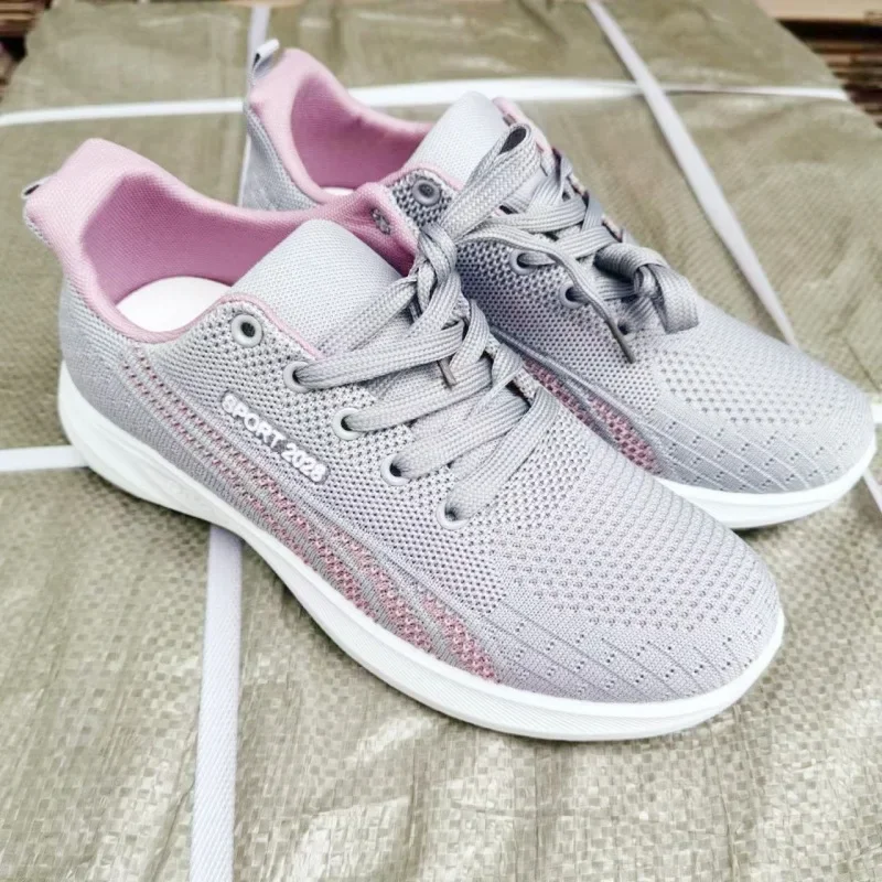 Zapatillas de correr transpirables para mujer, zapatos deportivos de malla ligera con cojín de aire, zapatos de entrenamiento con cordones para exteriores, Verano