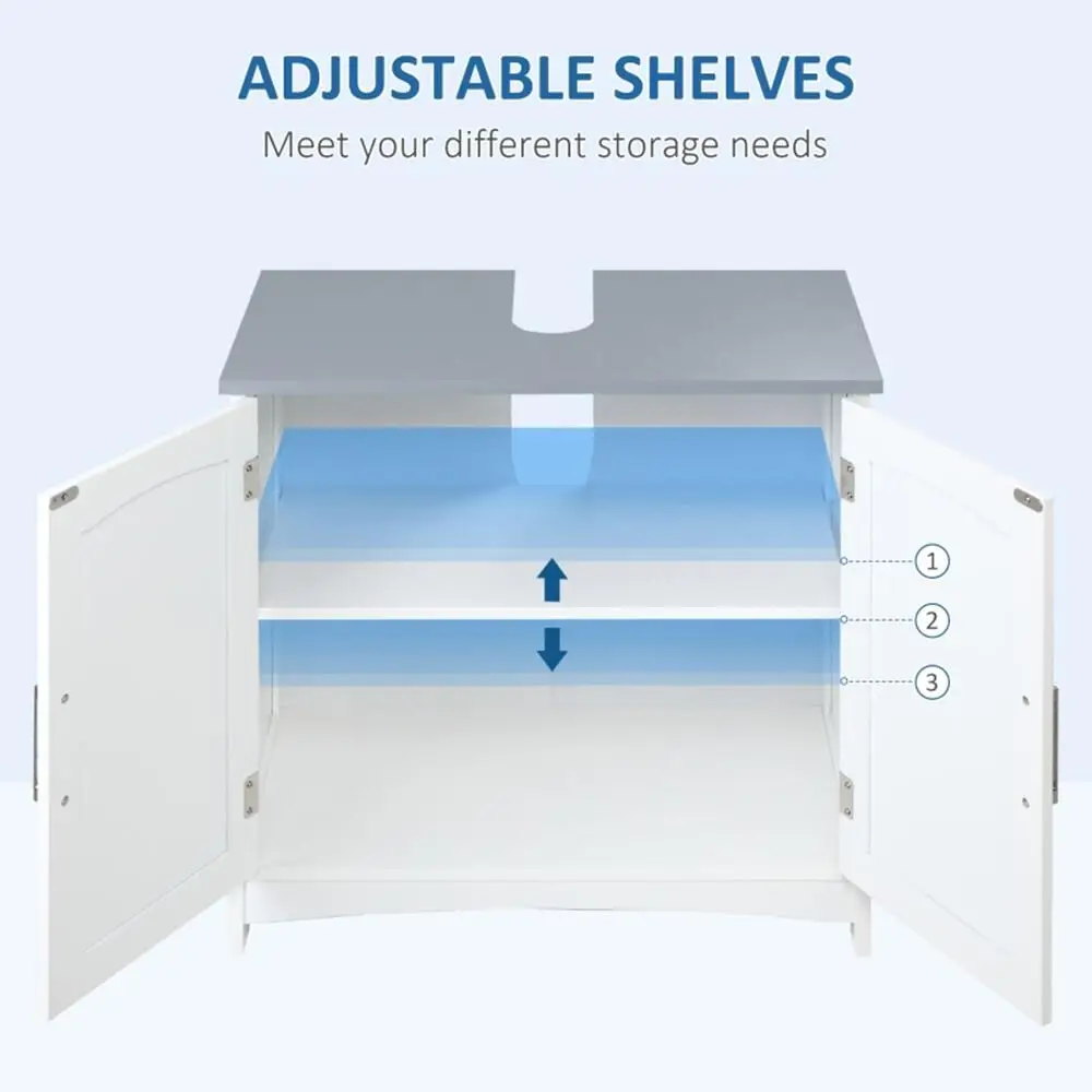 

White Pedestal Sink Storage Cabinet with Double Doors - Under Sink Organizer for Bathroom Shipping)