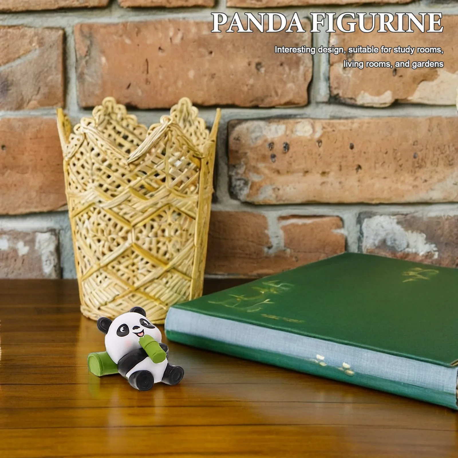 9Pcs Panda Sculpture Hand Carved Animal Figures Decorative Mini Bamboo Statues Garden Desk Birthday Party Supplies
