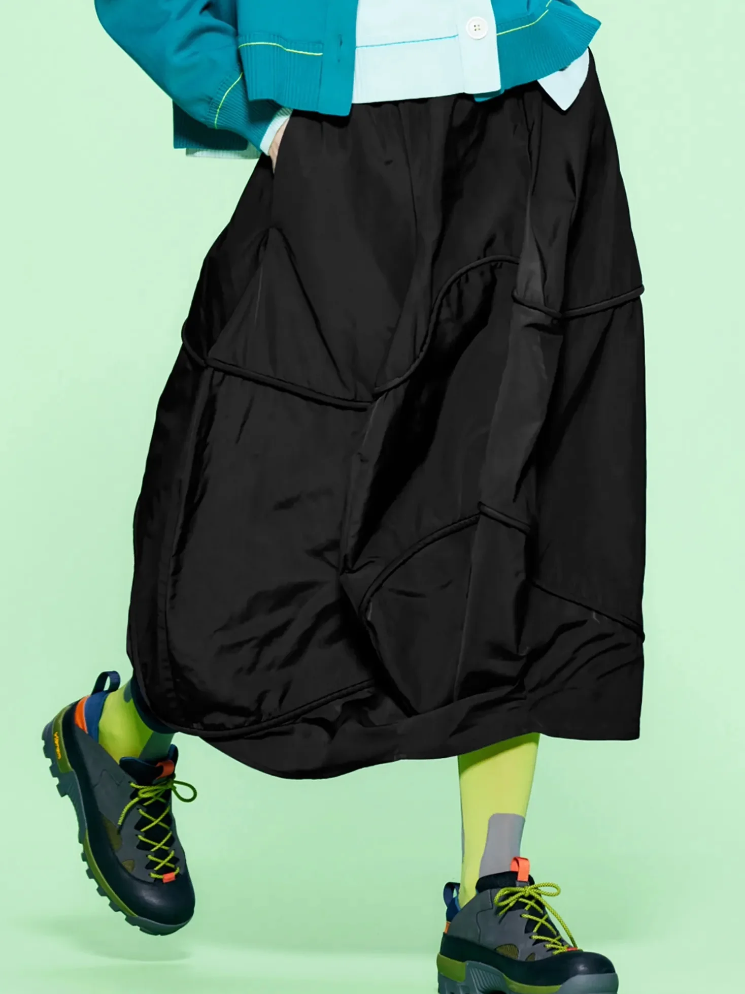 Casual Elastic Waist Outdoor Function Pleated A-Line Half Skirt Women's Fashionable Spring Autumn Seasonal Skirts