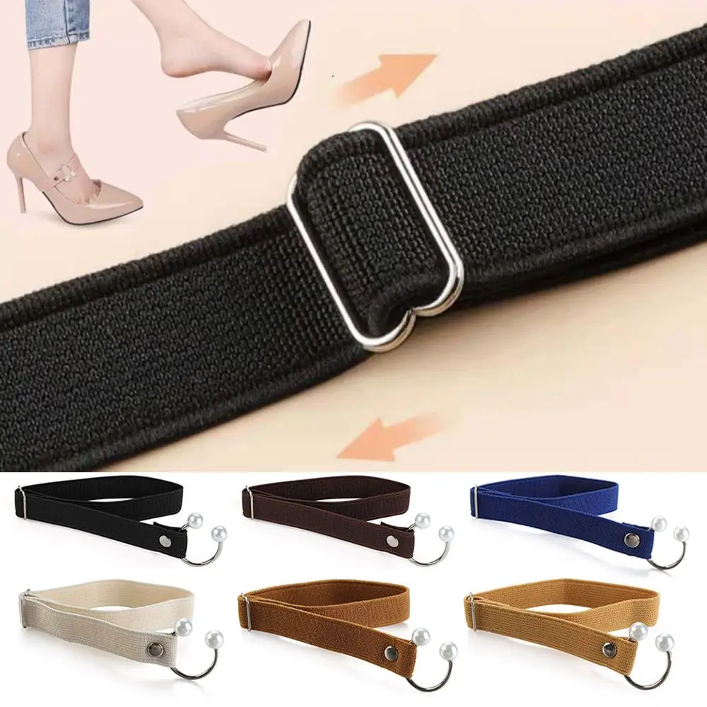 Shoe Accessories Lazy Shoelace Locking High Heels Bundle Shoelace U-shaped Pearl Ankle Tie Band Anti-skid Straps