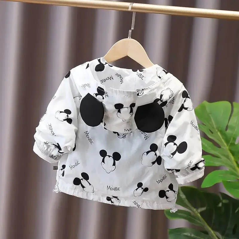 Disney Mickey mouse Windbreaker coat Children\'s Mickey Mouse Sweatshirt Jacket Hooded Print Fall Winter Sweatshirt Jacket