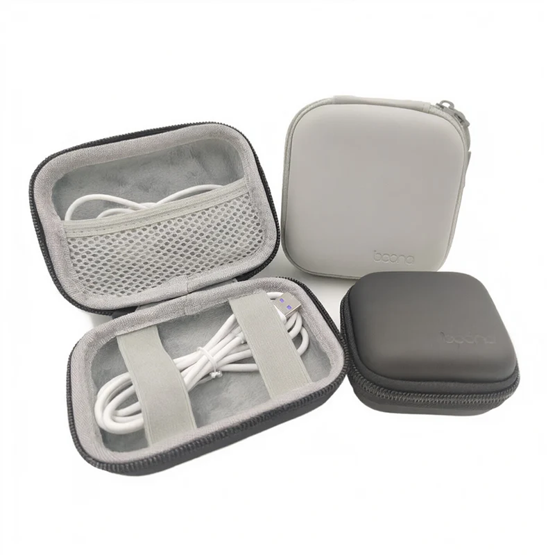 Tech Pouch PU Leather Earbuds Storage Bag EVA Hard Shell Cable Organizer Shockproof Digital Gadget Carrying Case for Charger