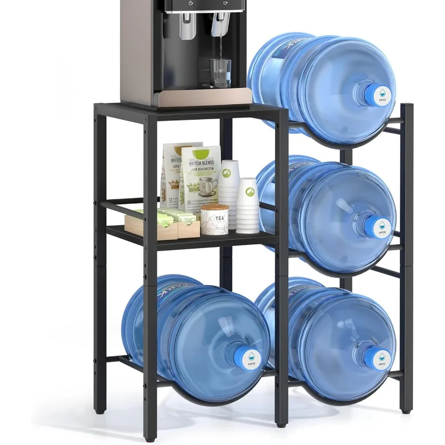 

5 Gallon Water Jug Holder Water Jug Stand with Wood Storage Shelves 5 Gal Water Bottle Holder Storage Rack with Water Dispenser