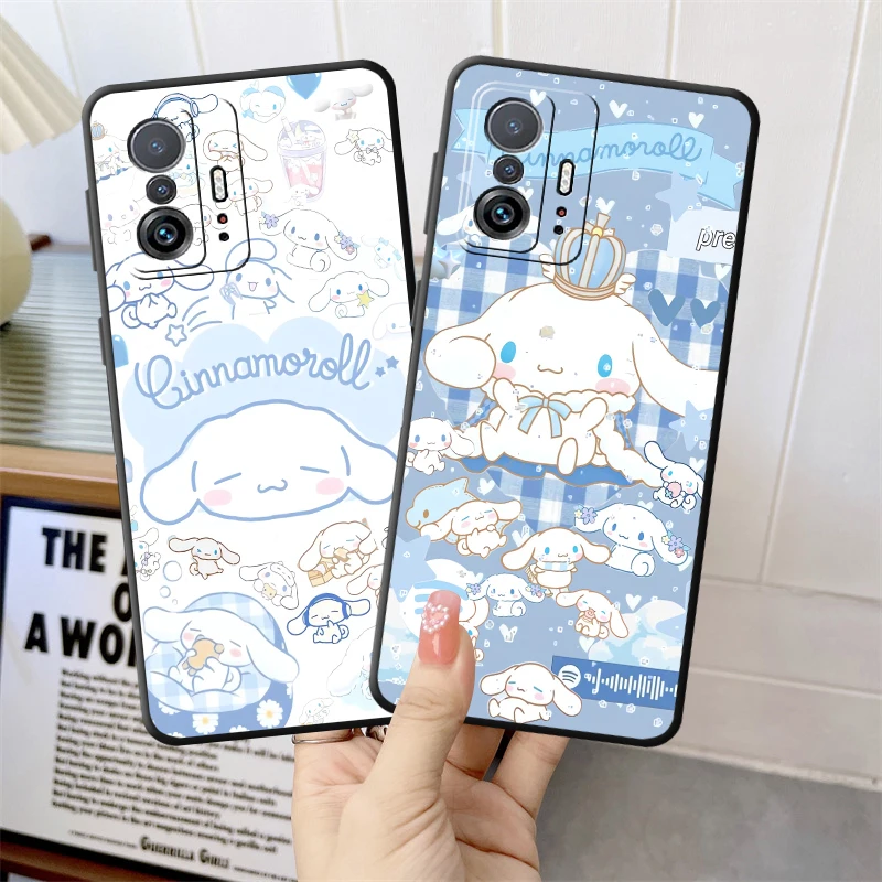 حافظة لهاتف شاومي ريدمي 12C 10 9 K40 K80 Pro A3 A1 A2 Plus 13C A5 14C A4 غطاء هاتف ناعم أسود لطيف سانريو سينامورول