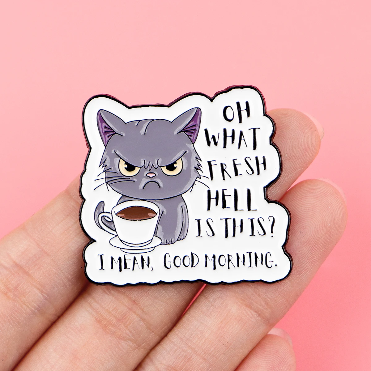 Pin's Cats And Coffee - Broche Animaux Fantaisie En Acier - Badge De Qualité Premium