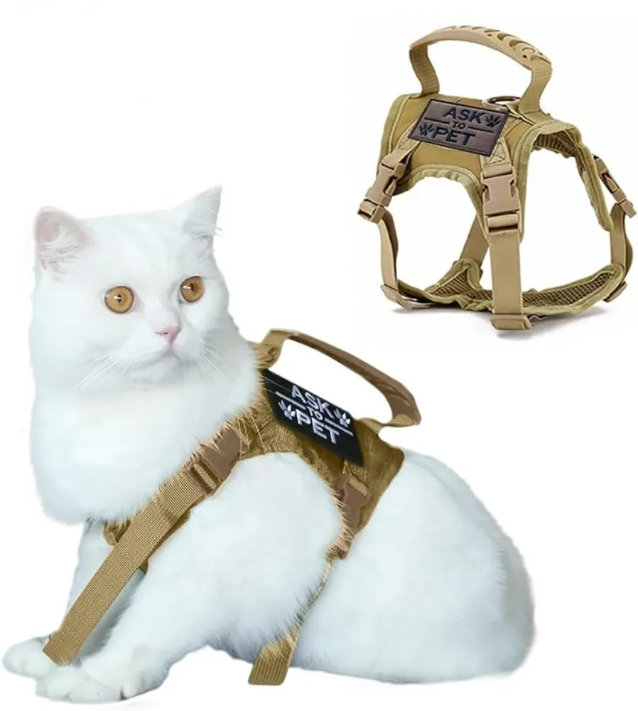 

Tactical Cat Harness for Walking with Control Handle,No-Pull, Adjustable Walk-in Vest, Outdoor Vests for Dogs and Cats