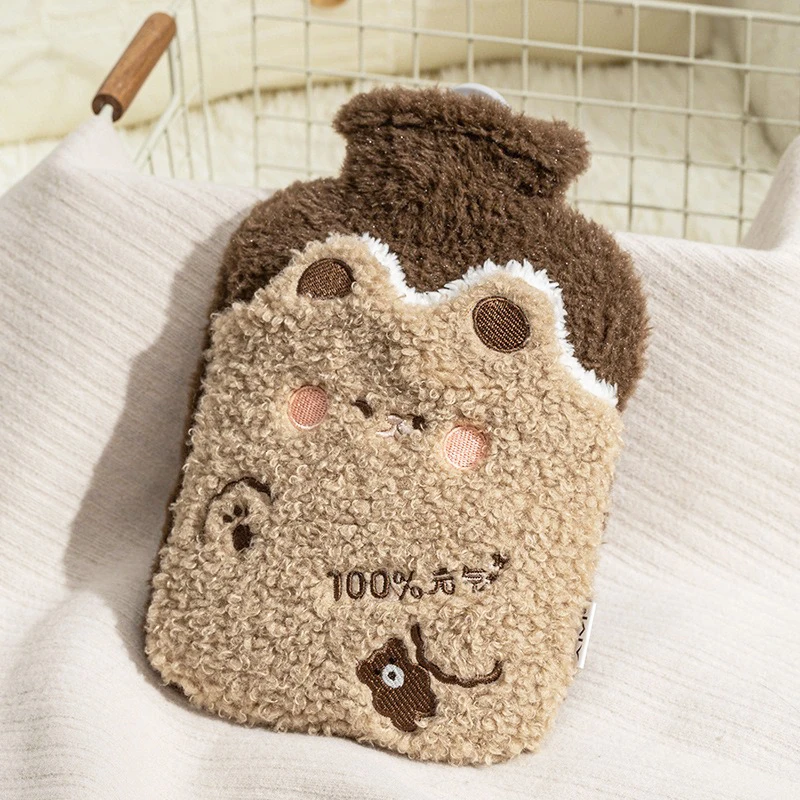 500ml Cartoon Plush Rabbit Bear Hot Water Bottle Water Filling Velvet Small Portable Student Hand Warmer Cute Warm Water Bag