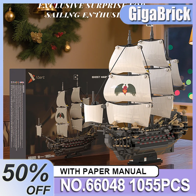 

Xbert 66048 MOC Creativity Pirate Ship Building Blocks Model Boat Bricks Assembling DIY Desk Orn Children's Toys Birthday Gifts