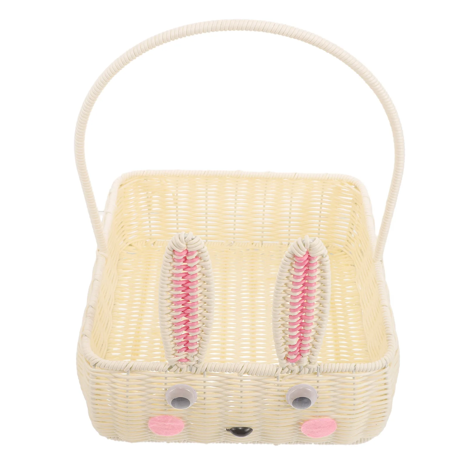 Cesto di frutta con orecchie di coniglio TL77 Contenitori portaoggetti intrecciati quadrati piccoli Tubo in PP imitazione rattan Decorazioni per la casa Funzionale