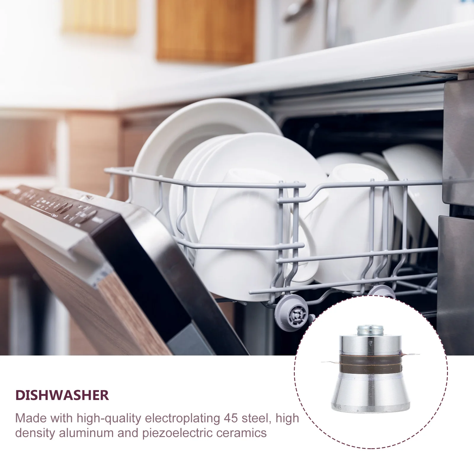 

Dishwasher Ultrasonic Piezoelectric Transducer Cleaning Dishwashing Machine Part Replacement Accessory Silver Supply