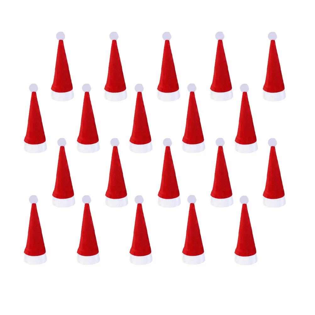 

20Pcs Christmas Caps Cutlery Holder 12x6cm Fork Spoon Pocket Festive Tableware Decor Set Christmas Caps Cutlery Holder