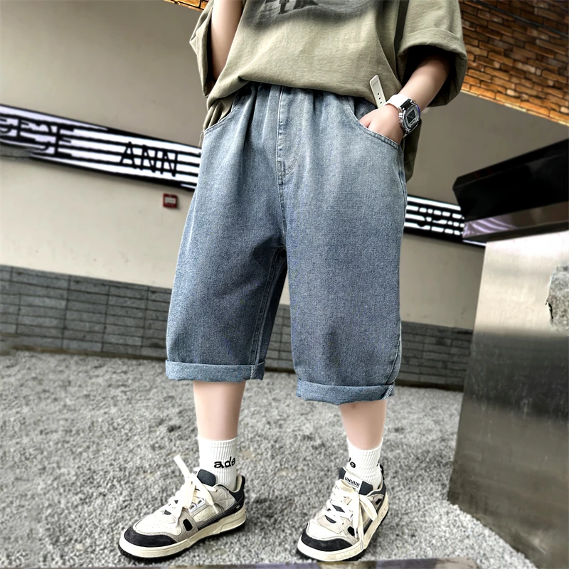 Loose Style Children Fashion Summer Jeans Shorts for Tweens Boy Fashion Street Capris Pants Teenage Kids Casual Denim Shorts