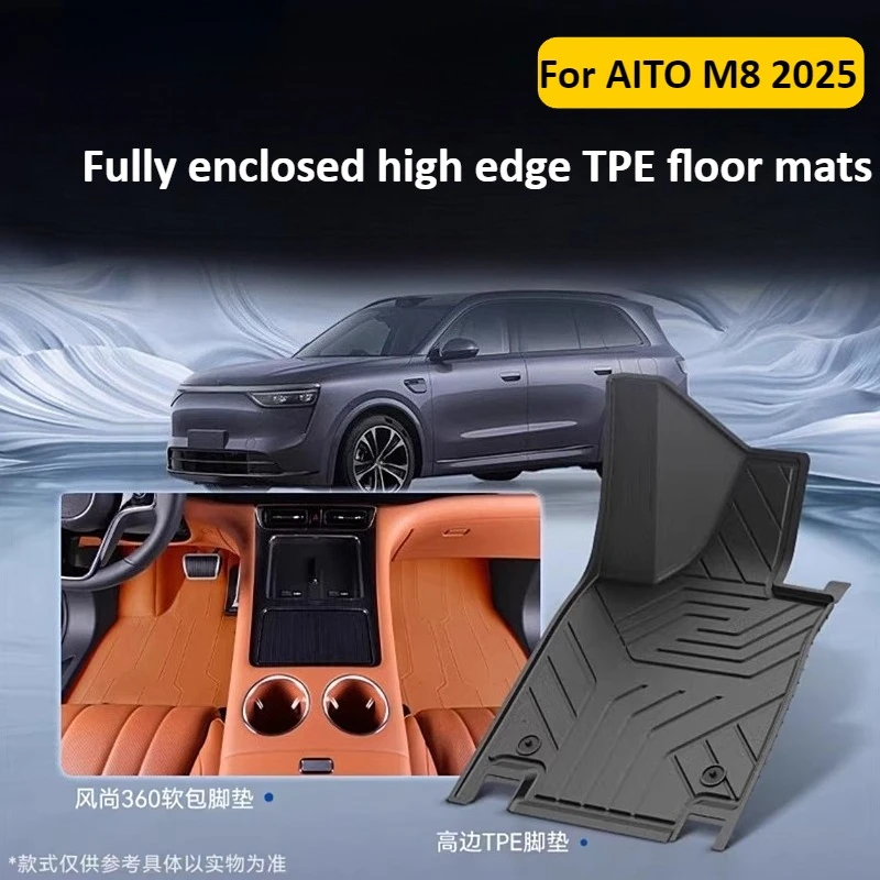 For AITO M8 2025 Full Surround Injection Molding TPE Floor Mats High Edge Waterproof Modification Accessories