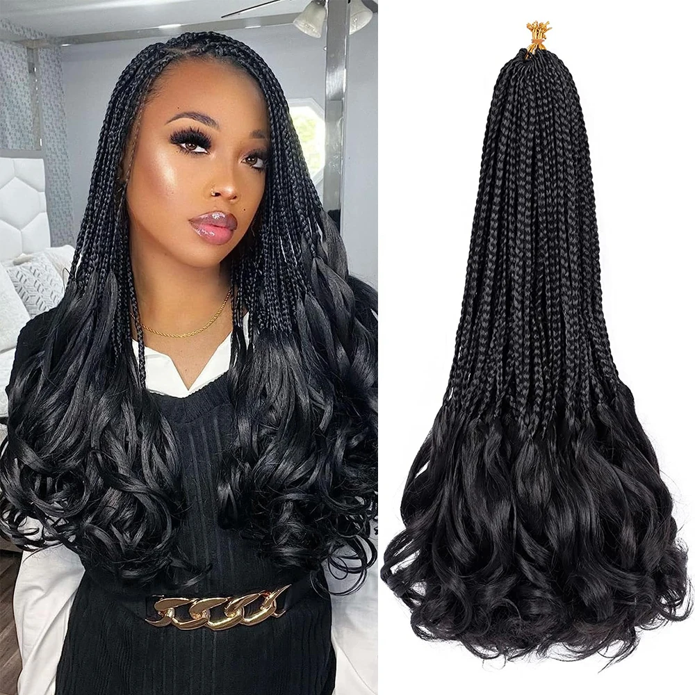 Hair Nest French Curl Crochet Braids Goddess Box Braids Crochet Hair Pre Looped French Curly Braiding Hair Extensions