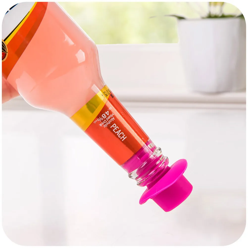 6Pcs Reusable Silicone Wine Stoppers Air Tight Seal for Wine Soda Oil Vinegar Easy Clean Dishwasher Safe Bottle Stopper Cork