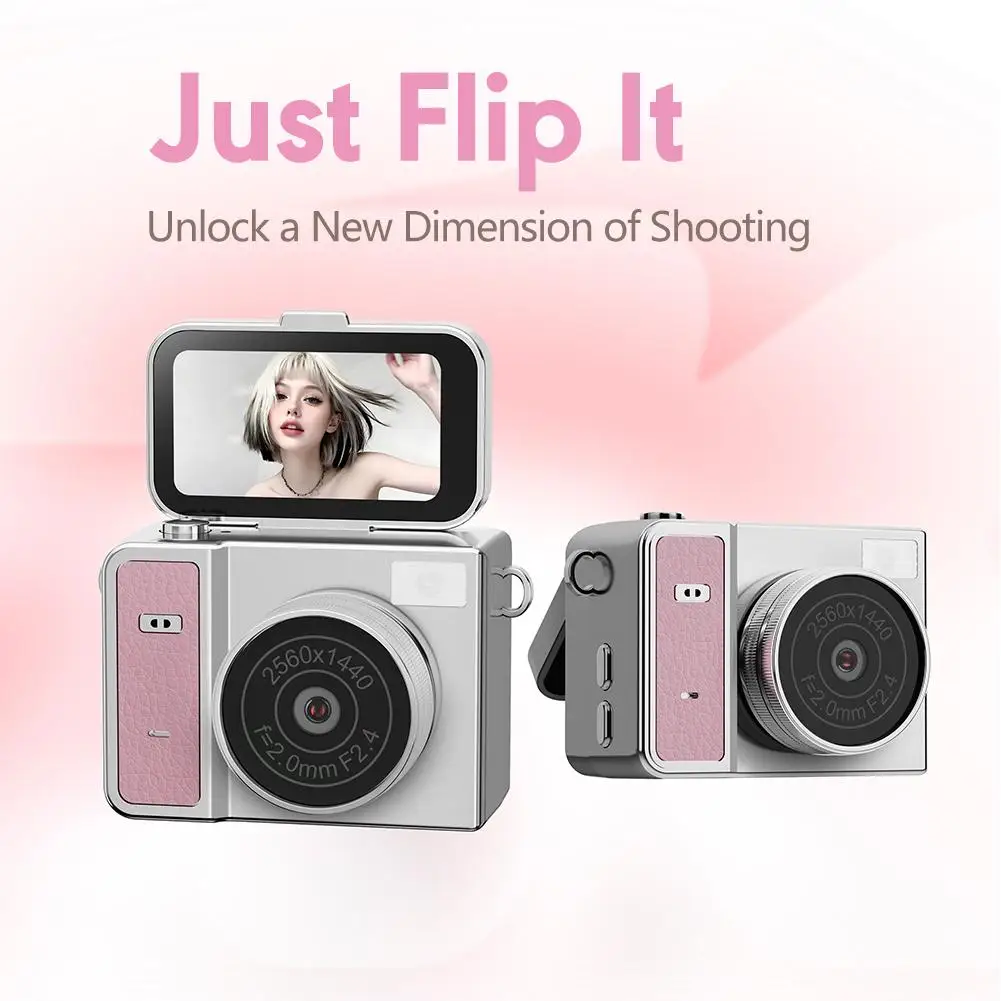 Retro mini student group selfie thumb index number camera photo video recording vlog flip screen card Retro Mini Thumb Digital