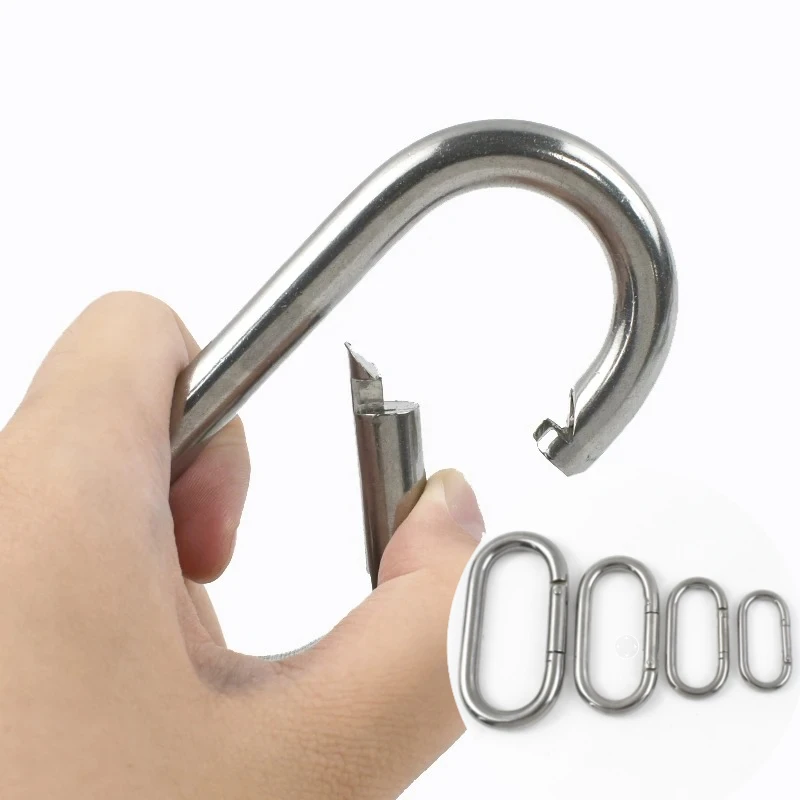 

1-5Pcs 40/50/65/80mm Stainless Steel Buckles Oval Snap Ring Hook Carabiners Keychain Spring Coil Clip Buckle Crafts Accessory