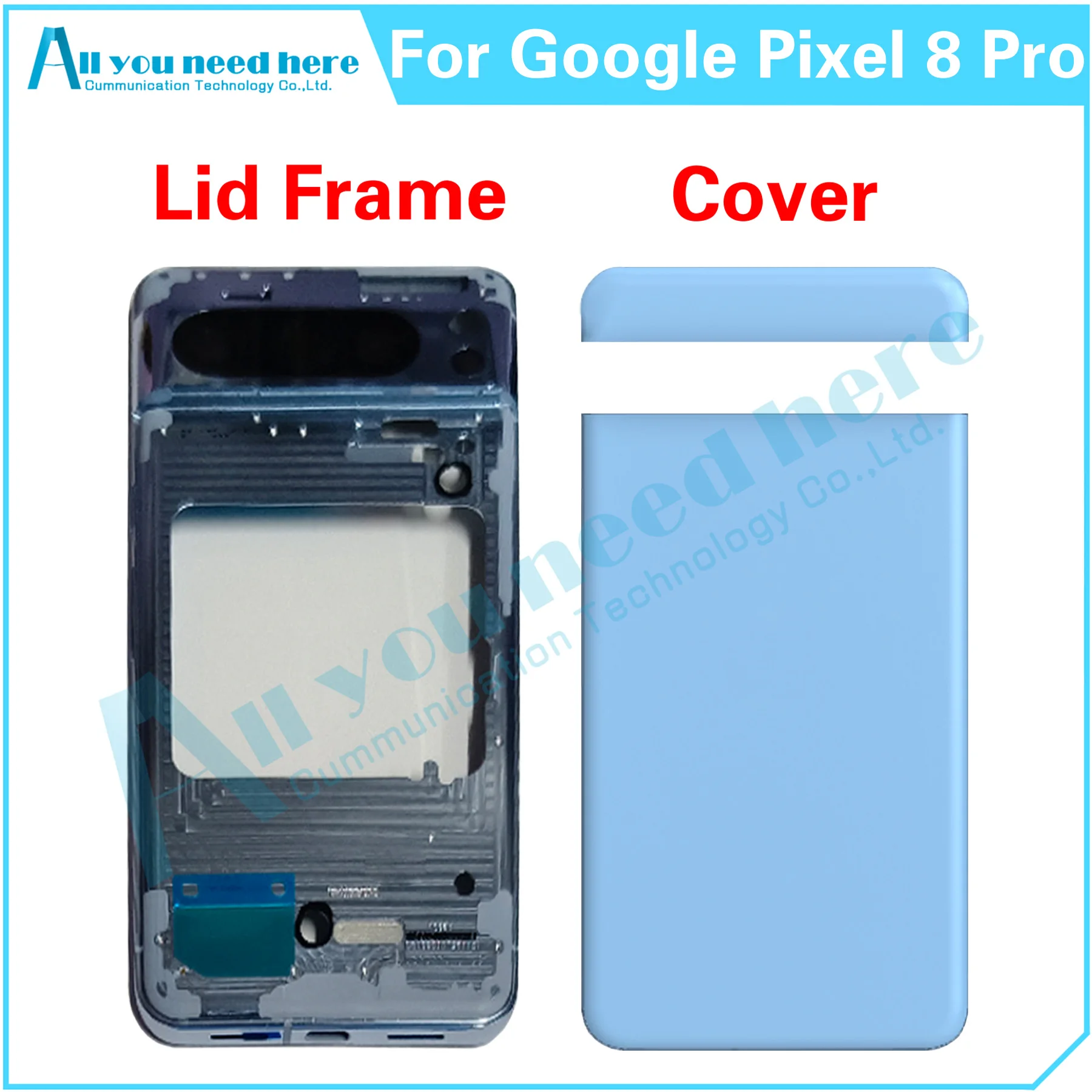 Middle Frame Battery Lid Back Cover Rear Case For Google Pixel 8 Pro GC3VE G1MNW Repair Parts Replacement