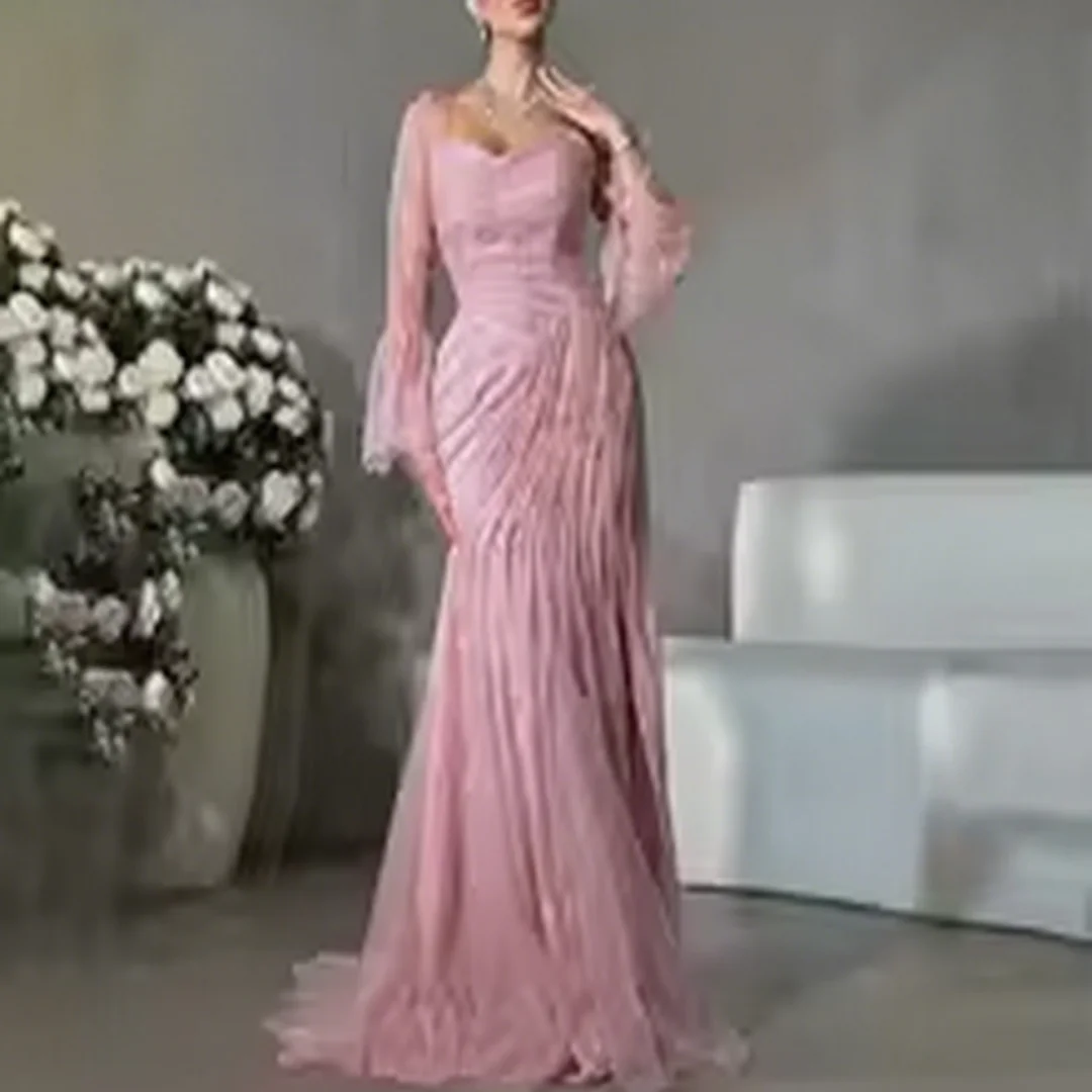 

Customized Pink Strapless Lace Evening Dress formal evening dresses birthday party prom gowns for women