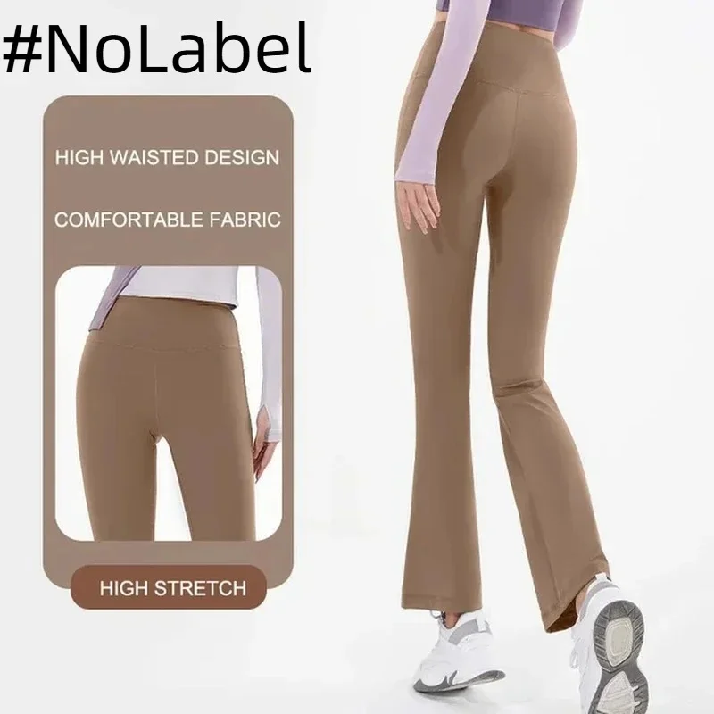 NoneLabelCollection High Waist Yoga Leggings Sports Solid Color Flared Workout Casual Yoga Pants Women's Activewear