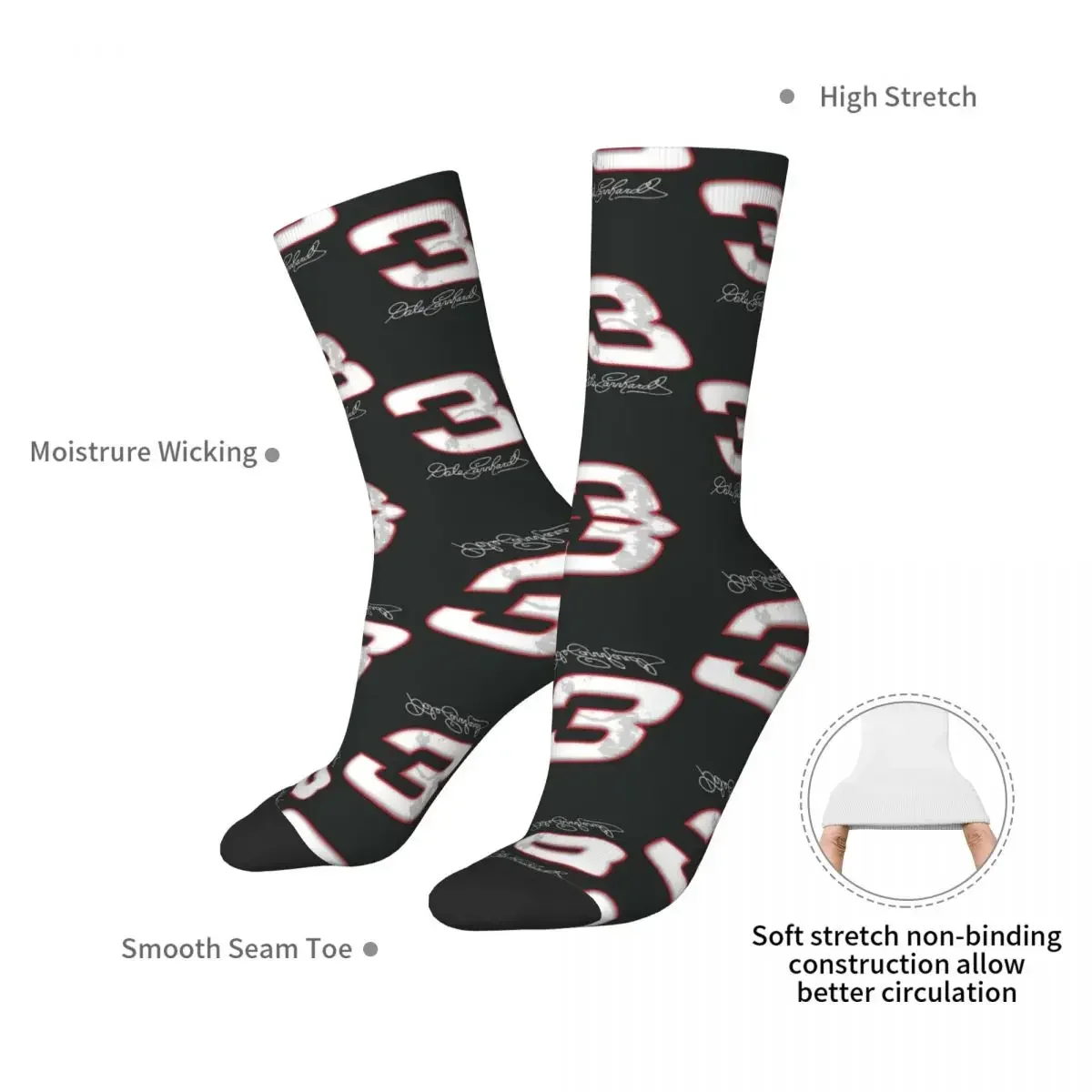 Dale Earnhardt Race Car Driver Socks Harajuku Sweat Absorbing Stockings All Season Long Socks Accessories for Unisex Gifts