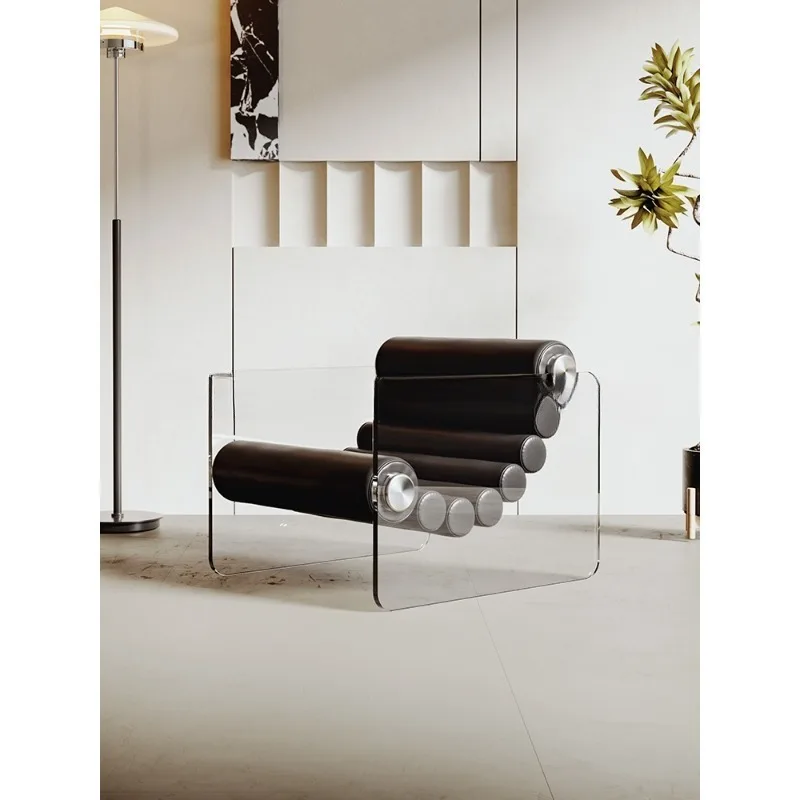 

Minimalist transparent acrylic living room casual single sofa chair to chair designer recliner