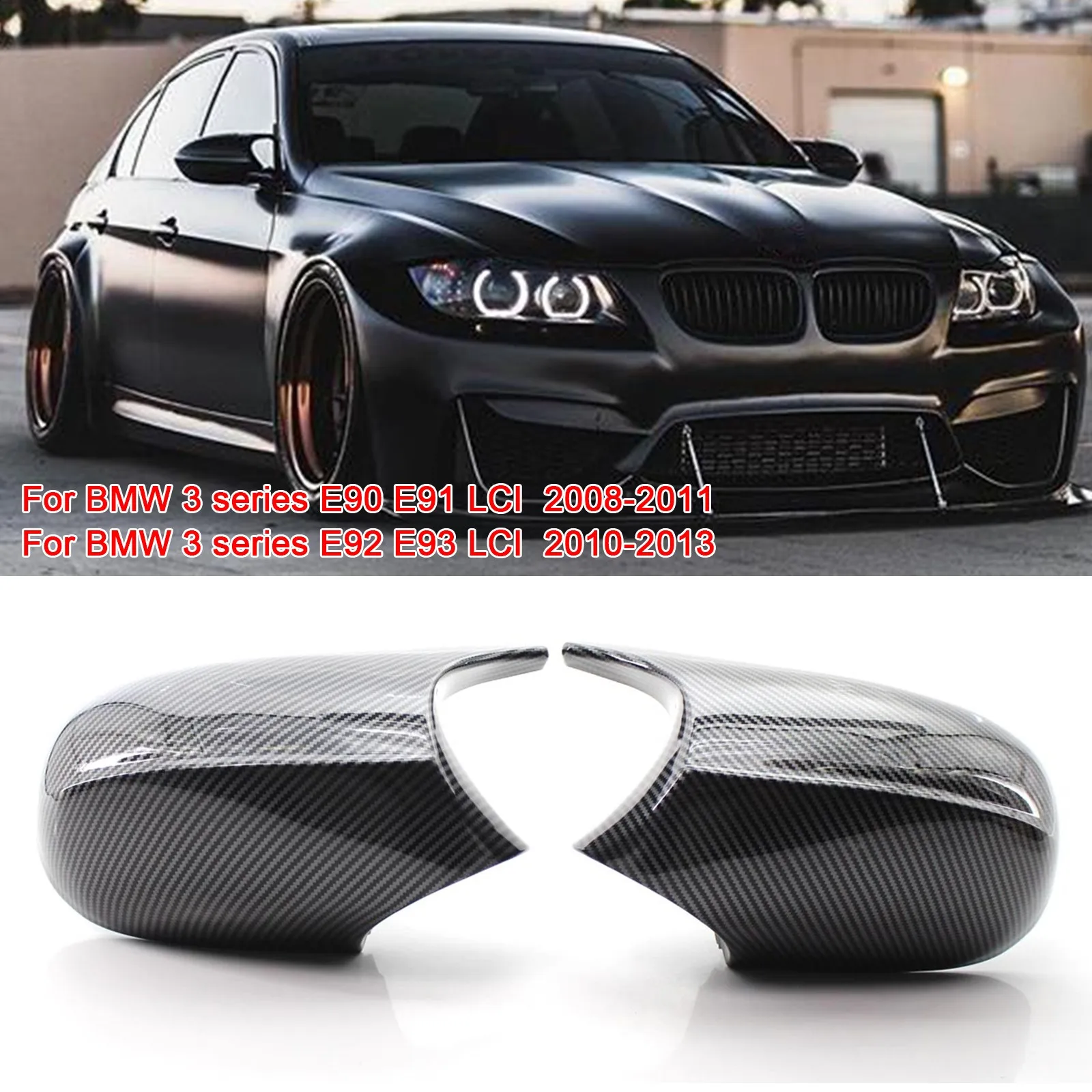 

1 Pair E90 M3 Style Side Mirror Cover Car Rearview Mirror Cover Cap Direct Replace For BMW E90 E91 2008-11 E92 E93 2010-13 LCI
