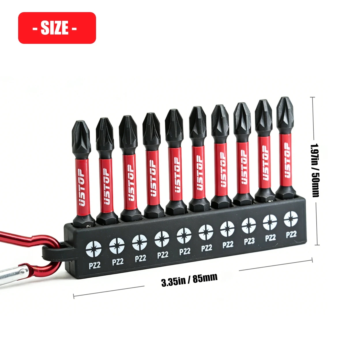 High-Strength, Impact-Resistant Pz 2m Impact Screwdriver Bits, 10-Piece Set, 50mm, with Magnetic Torque Release Structure, Durable and Long-Lasting