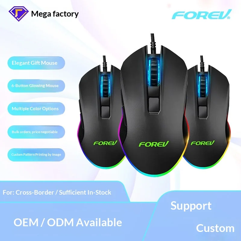 

Bestseller Fvq7 Wired Optical Gaming Mouse Rgb Rainbow Backlit Ergonomic Grip For Desktop Laptop Pc Professional E Sports Gamers