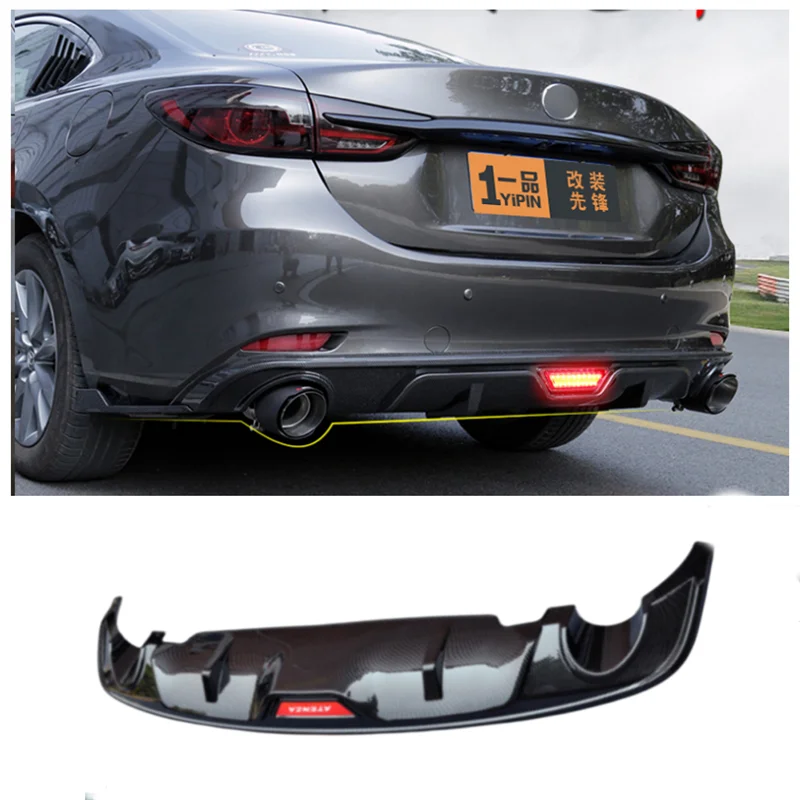 

For Mazda Atenza 2020 2021 2022 2023 High Quality ABS Carbon Car Trunk Bumper Rear Lip Diffuser Exhaust Spoiler (With LED)