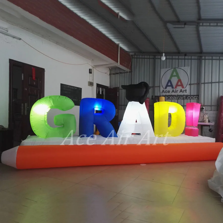 

Colorful Inflatable Letters Decoration for Graduations, "GRAD!" with Pencil and Dr. Hat