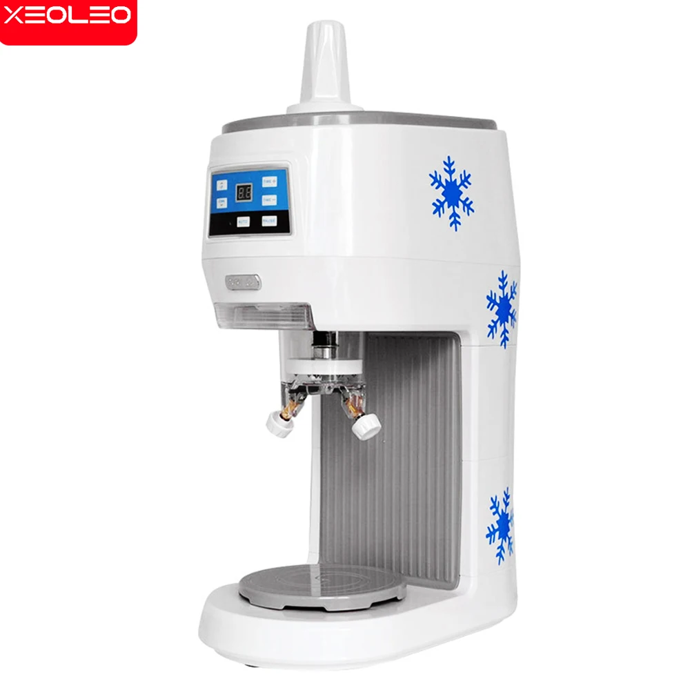 Mesin pencukur es XEOLEO, mesin pencukur es komersial 70kg/jam 300W, mesin pembuat es serut Mini 110/220V putih, alat pengiris es salju