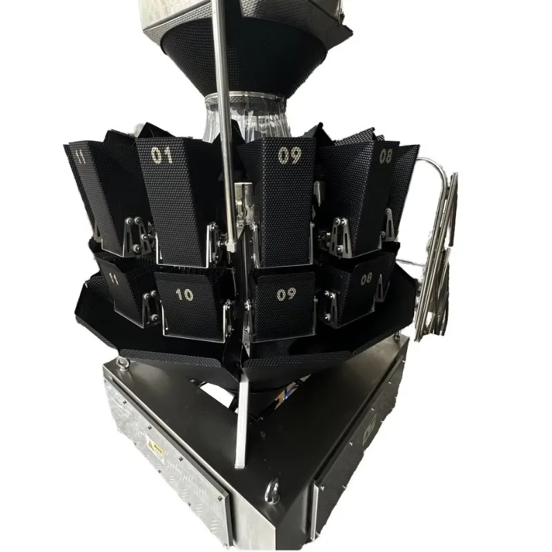 14 Head Multihead Weigher Non Stick Coating 304SS for Sticky Snacks Nuts Oily Food Weighing Packing Machine Custom