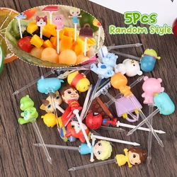 5Pcs Cartoon Animal Fruit Fork Children Cake Dessert Food Anime Characters Toothpick Bento Lunch Bento Accessories Party Decor