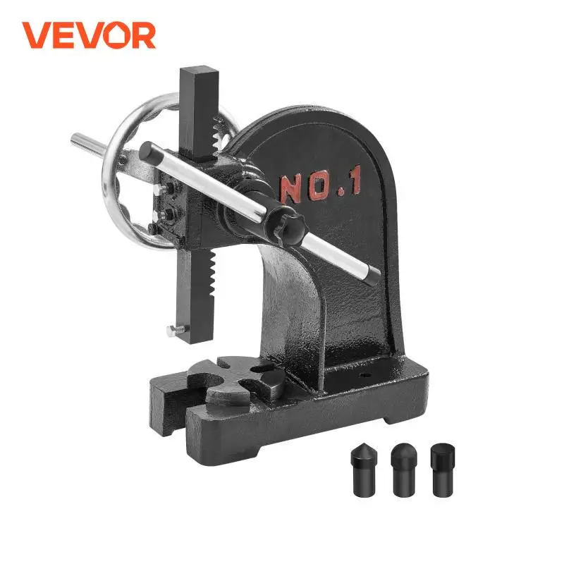 VEVOR Heavy Duty Arbor Press 1 Ton Ratchet Leverage Arbor Press with Handwheel Manual Desktop Metal Arbor Press for Riveting