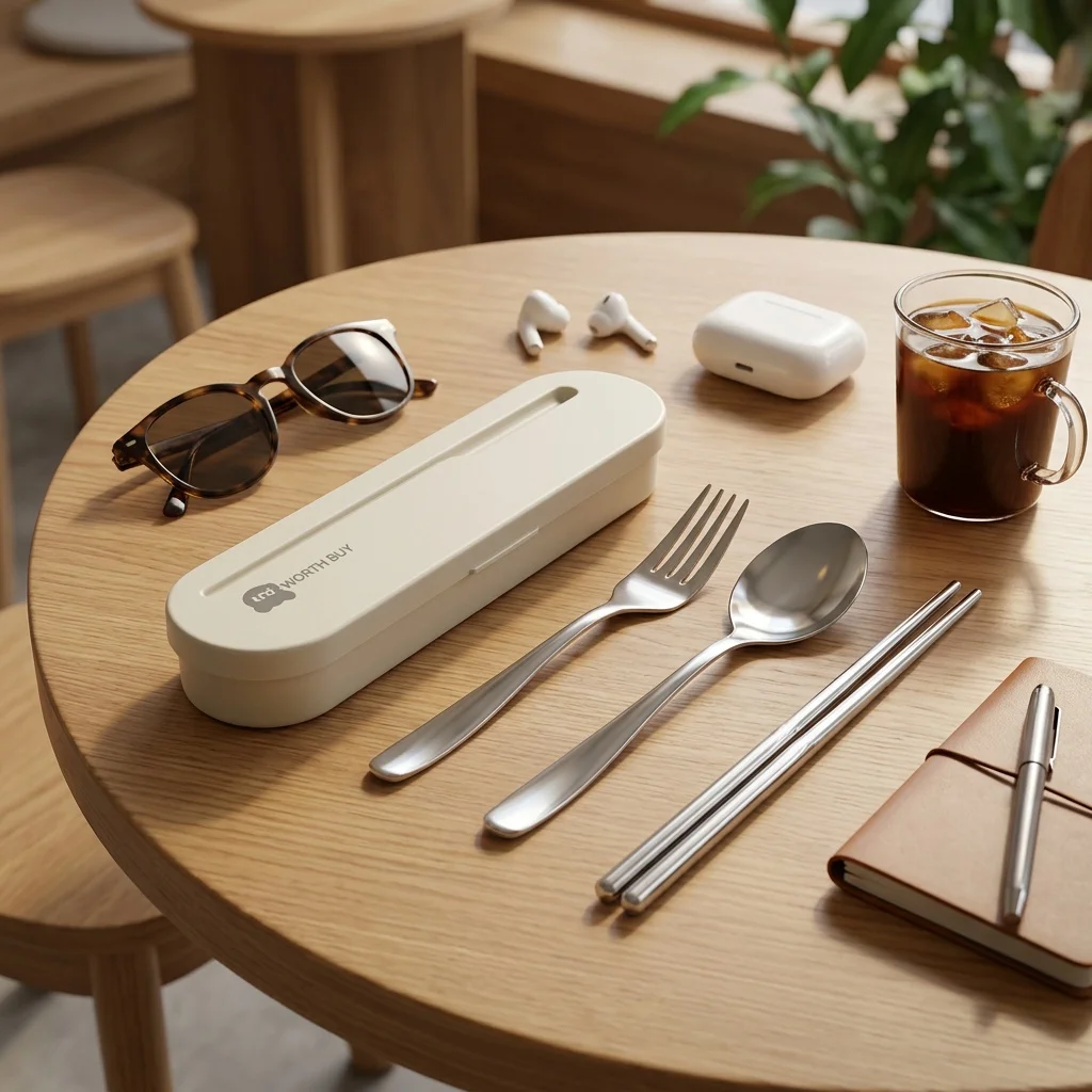 Stainless Steel Cutlery Spoon and Chopsticks Set Forks and Spoons Silverware with Organizer Portable Travel Tableware Utensils