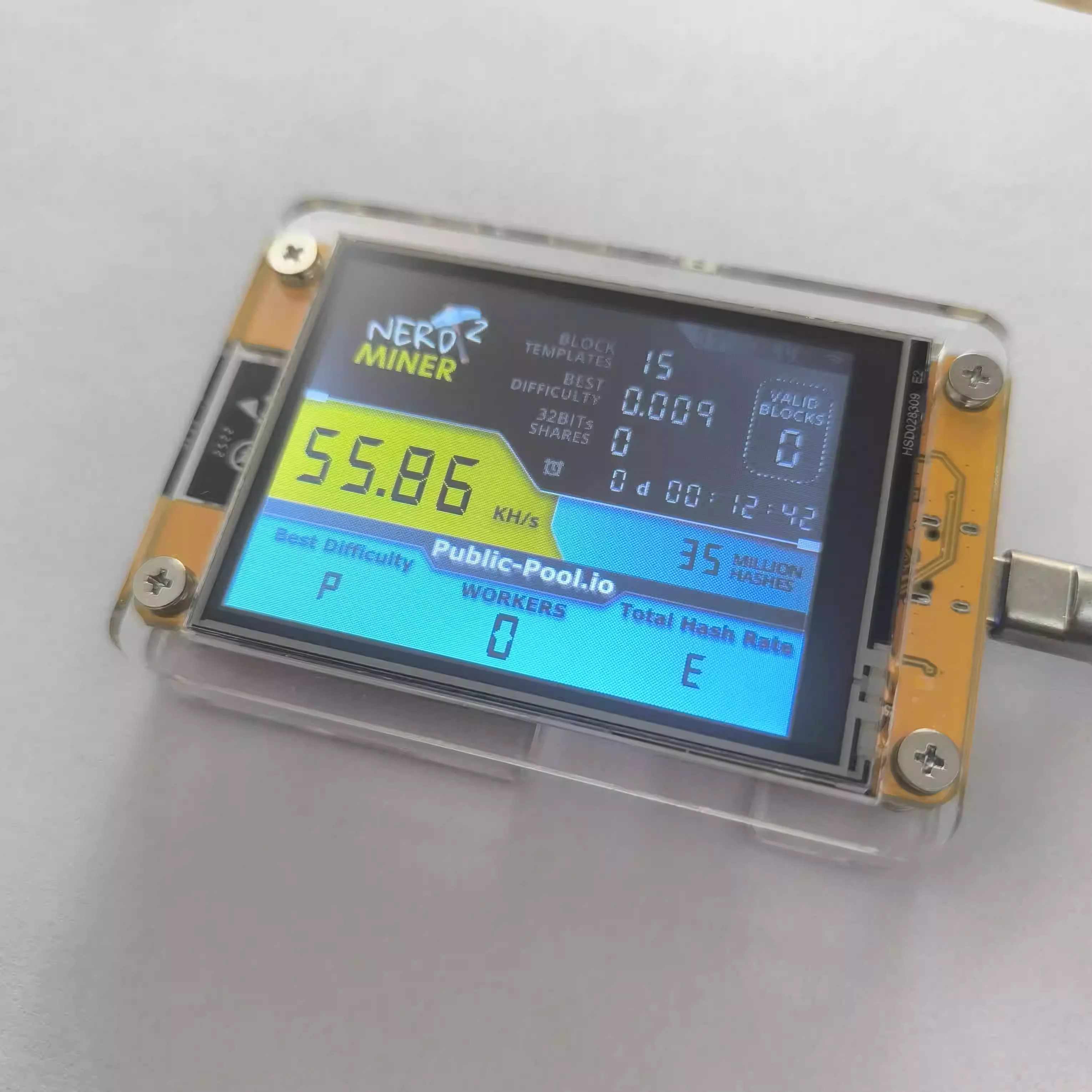 NMMiner NerdMiner V2 Hashrate Lucky Miner ESP32 2.8 inch Smart Display Crypto Solo Lottery 960KH/s Bitcoin ESP32-2432S028R DROOM