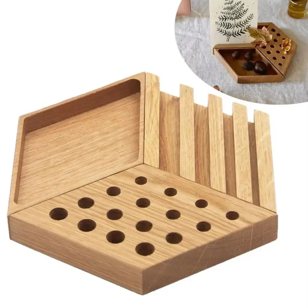 

Pen Organizer Desk Organizer Tray Holder Adjustable Large Capacity Wooden Desk Tray Multifunction Carve Punch Tool