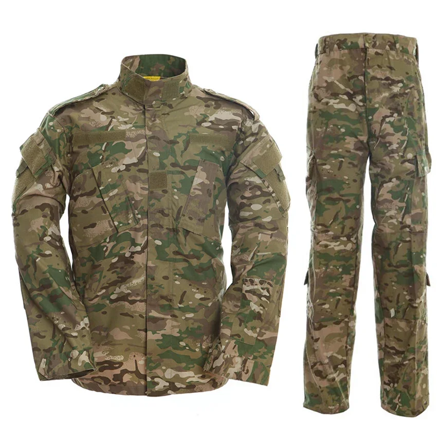 ACU Camo Tactical Military Uniform Jacket & Cargo Pants Kit for Hunting, Hiking, and Training