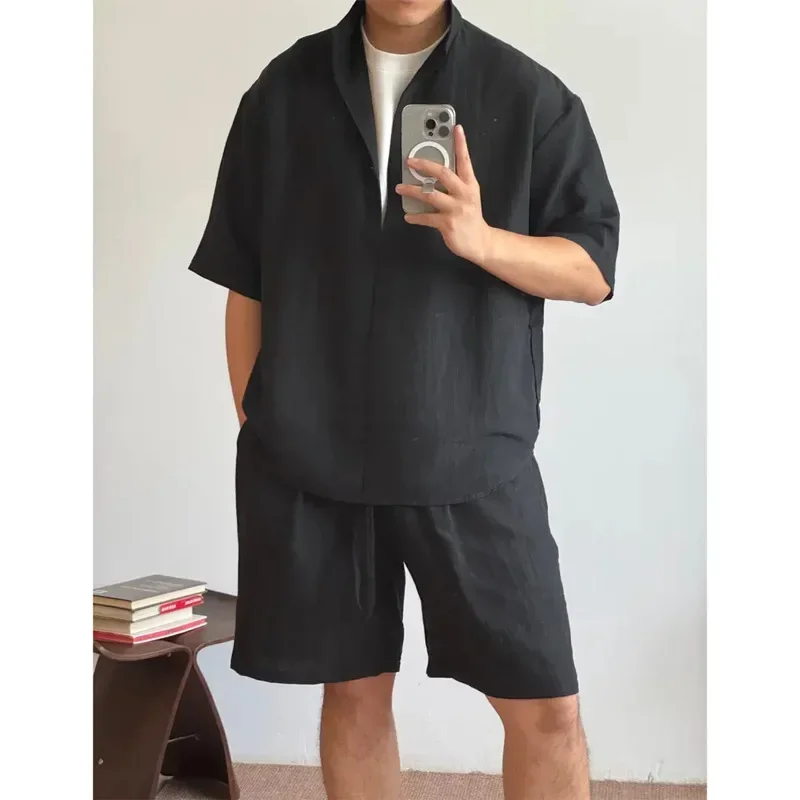 

Loose Casual Men's Short Sleeve T-Shirt And Shorts Set Fake Two-Piece Trendy Summer New Arrival Sport Style
