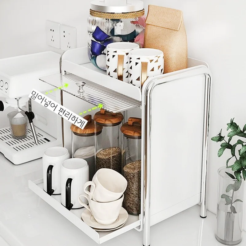 DIVEDEER Schubladen-Organizer, Deluxe-Desktop-Make-up-Organizer, Küchenregal, staubdicht, Becher, Tee-Set, Kaffeeschublade, Arbeitsplatten-Organizer