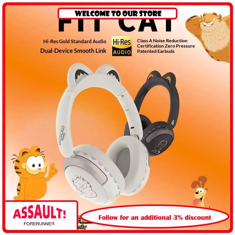 Edifier FIT CAT Bluetooth Wireless Earphones Head Mounted 52h Active Noise Reduction Bilateral Stereo EQ Adjustment