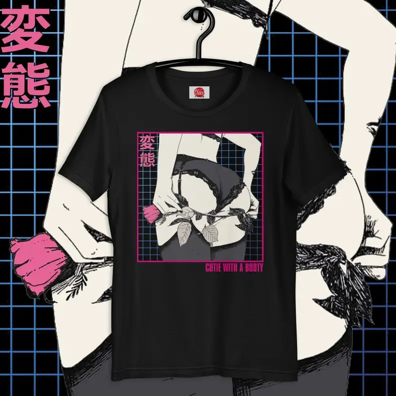 

CUTIE WITH A BOOTY Tshirt | Ecchi Anime Doujin Manga Aesthetic Jersey Top | Short-Sleeve Unisex Pre-Shrunk | 100% combed & ring-