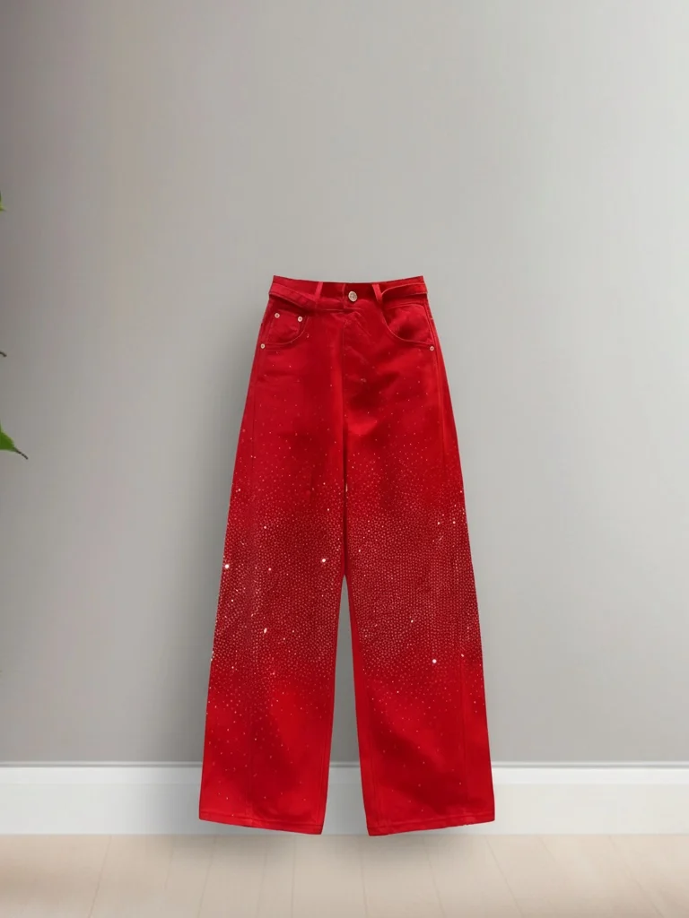 

High Waist Wide Leg Knife Red Star Denim Jeans Women's Floor Length Casual Torn American Trendy Brand Spring New