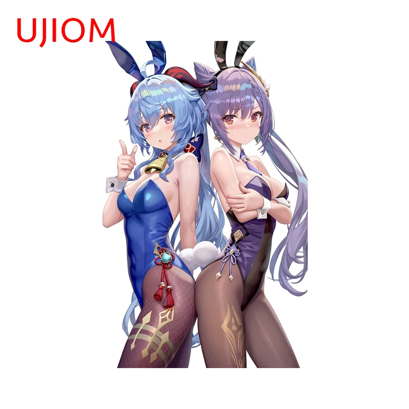 UJIOM for Furina Hutao Genshin Impact Wall Stickers Pretty Bunny Girls Graffiti Decals Waterproof Laptop Refrigerator Decoration