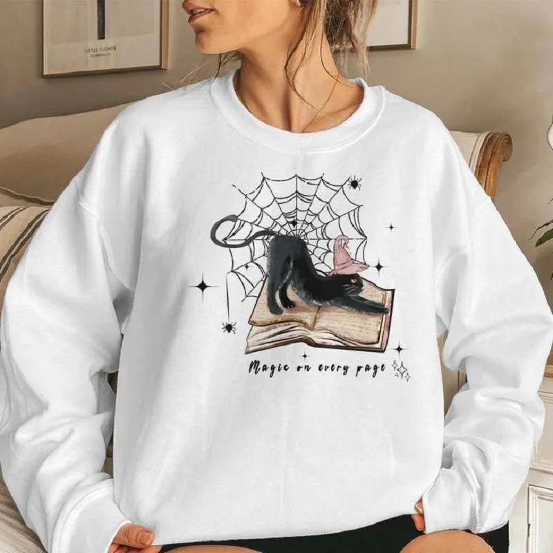 

Halloween Skull Collection Print Crewneck Hoodie Lors English Letters Hoodie for Ladies Sweatshirt Streetwear Women Aesthetic